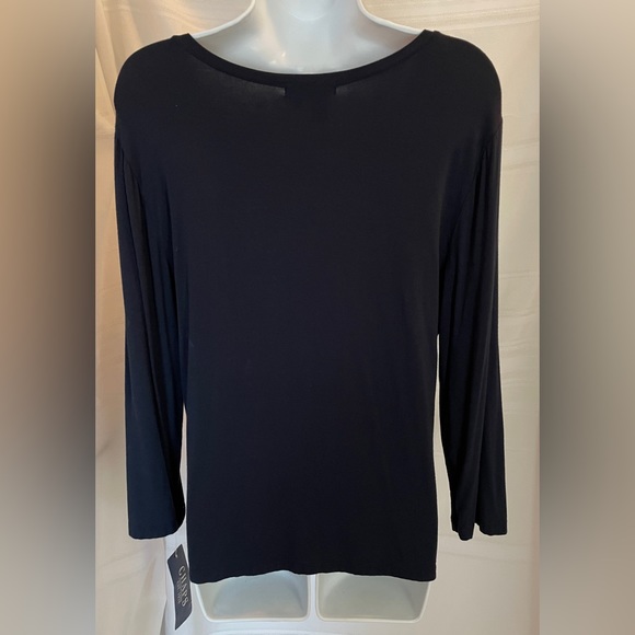 NWT Chaps Women’s Size Large Deep Navy Blue LS V-Neck Shirt - Picture 2 of 8